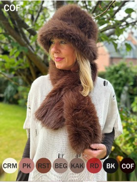 Faux Fur Plush Premium Scarf and Hat Set (SF2057 + HAT1338)